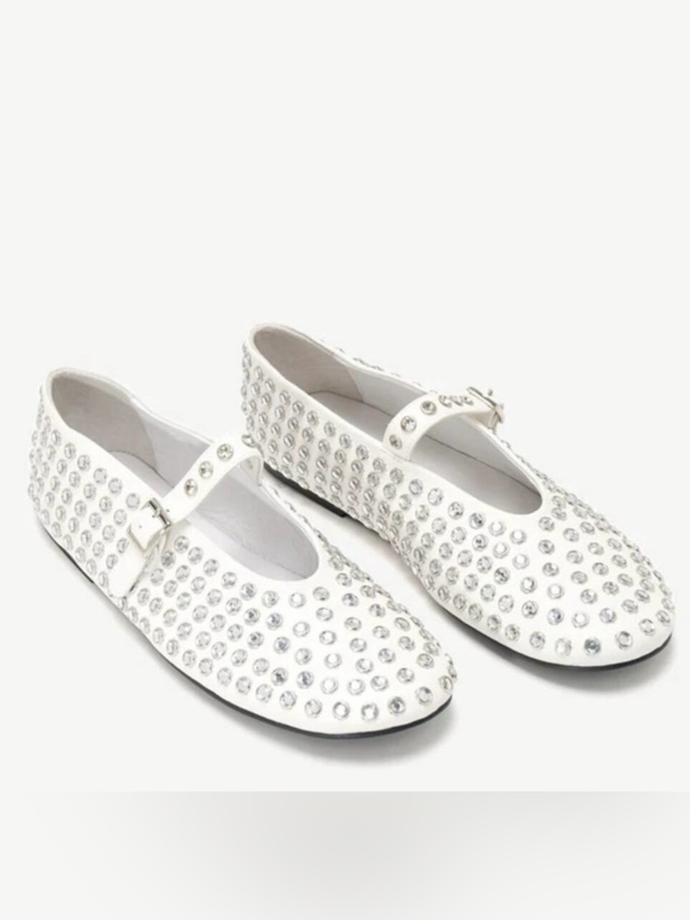 Tony Bianco Miami White Rhinestone Ballet Flats Sz
10 Studded Leather Mary Jane